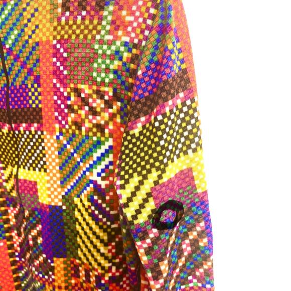 Vintage 1970s Goldworm Wool Rainbow Pixel Mod Midi Dress Art Eclectic Unique Sm - Picture 6 of 9